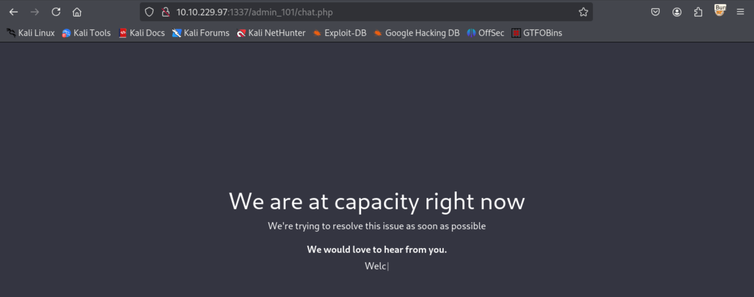 Admin 101 Capacity Page